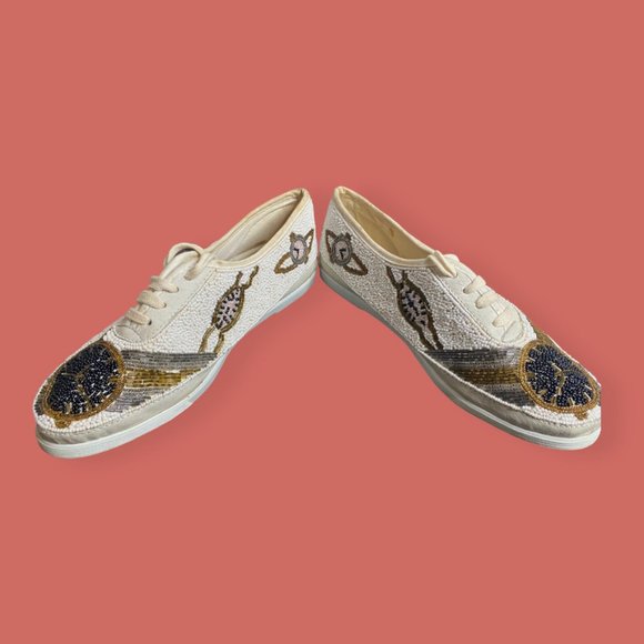 🎉 HP 🕰️ VTG RARE 90s COLORWERKS BEADED CLOCK CASUAL SNEAKERS SZ 10 - Picture 8 of 15